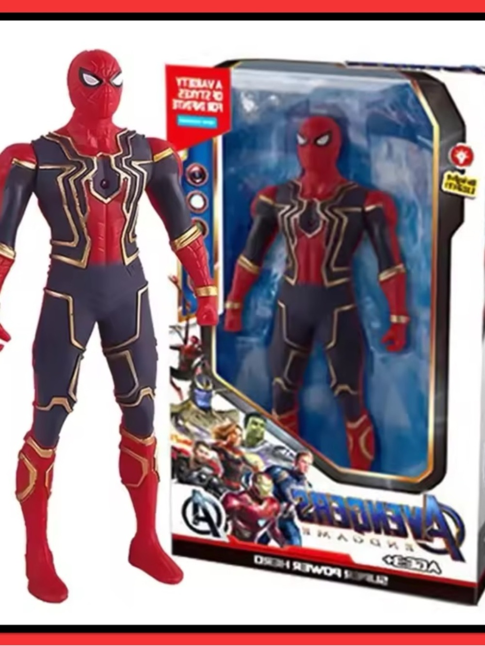 Kids Red & Black Superhero Action Figure - Spider-Inspired Design